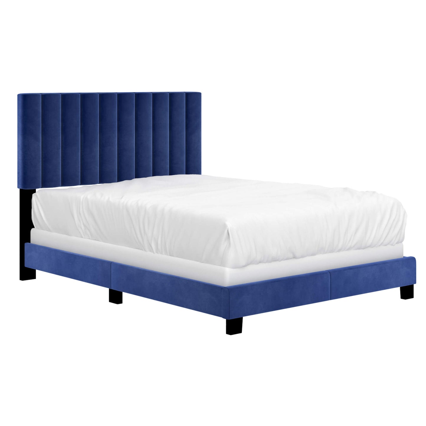 JEDD 54” Blue Double Bed Frame | Modern Upholstered Bed GTA Bedroom Furniture
