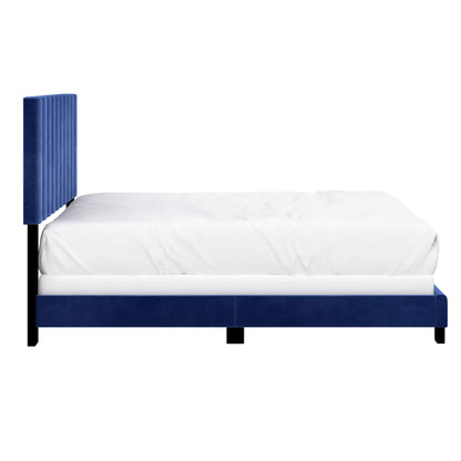 JEDD 54” Blue Double Bed Frame | Modern Upholstered Bed GTA Bedroom Furniture