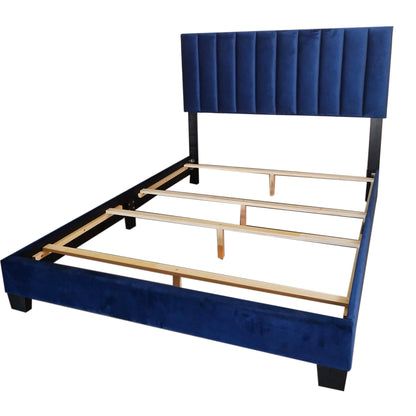 JEDD 54” Blue Double Bed Frame | Modern Upholstered Bed GTA Bedroom Furniture