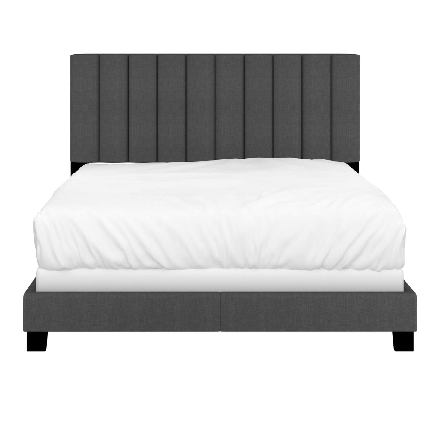 JEDD 60” Charcoal Upholstered Queen Bed Frame | Tufted Headboard