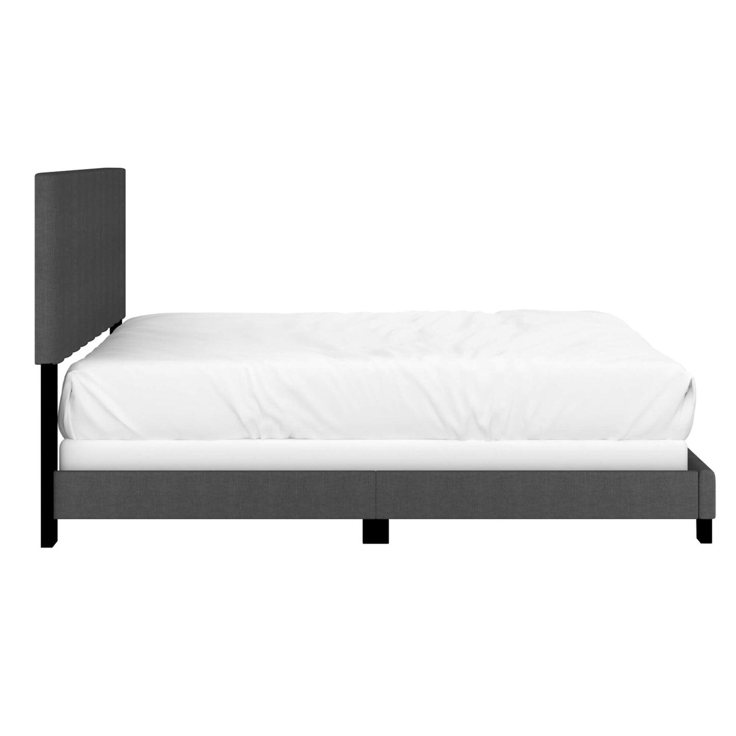 JEDD 60” Charcoal Upholstered Queen Bed Frame | Tufted Headboard