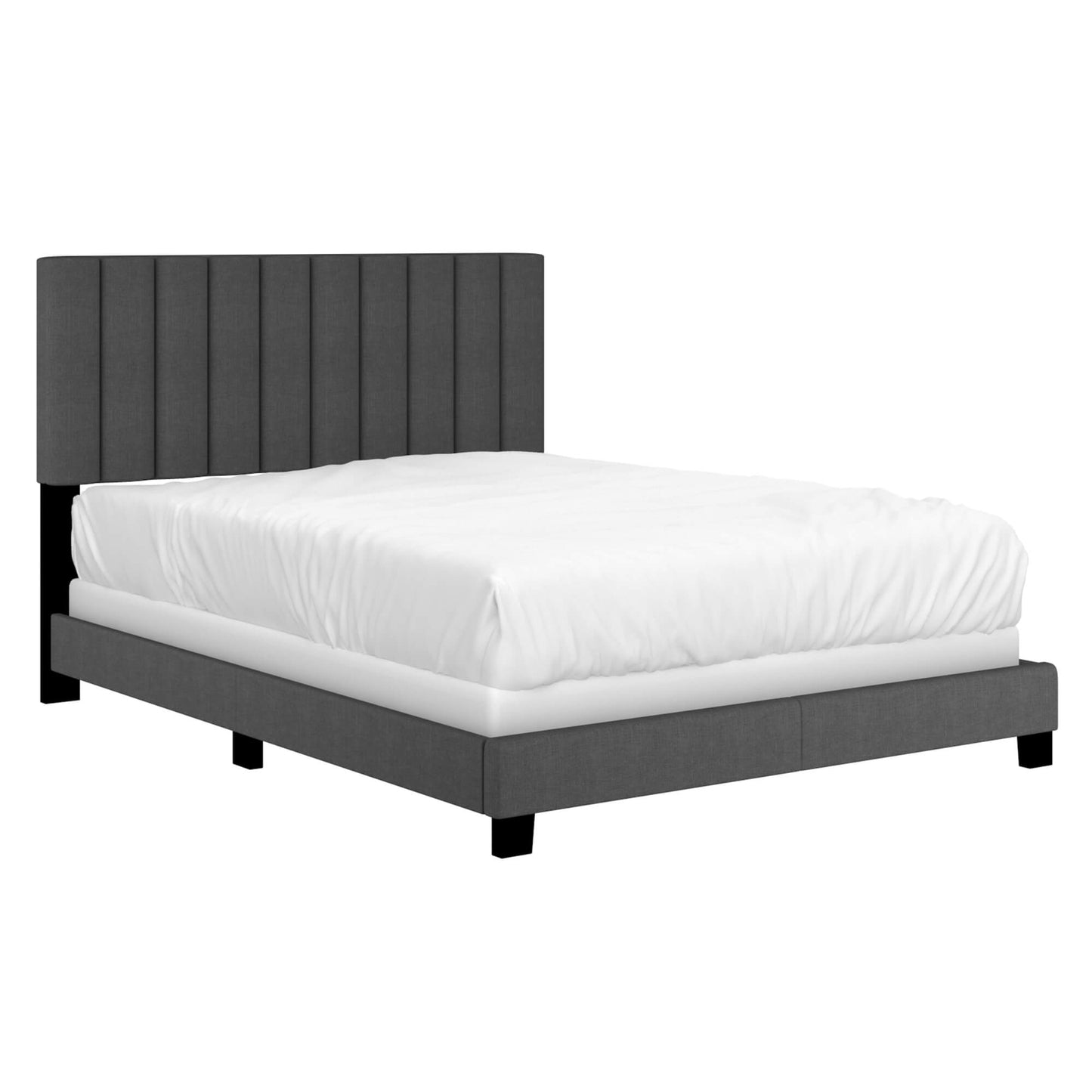 JEDD 60” Charcoal Upholstered Queen Bed Frame | Tufted Headboard