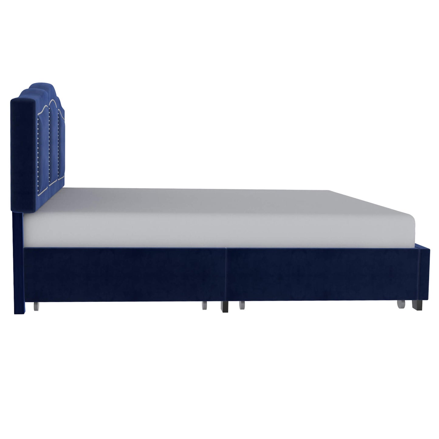 DIANA 78” Blue King Storage Bed | Velvet Upholstered Platform Bed with Drawers