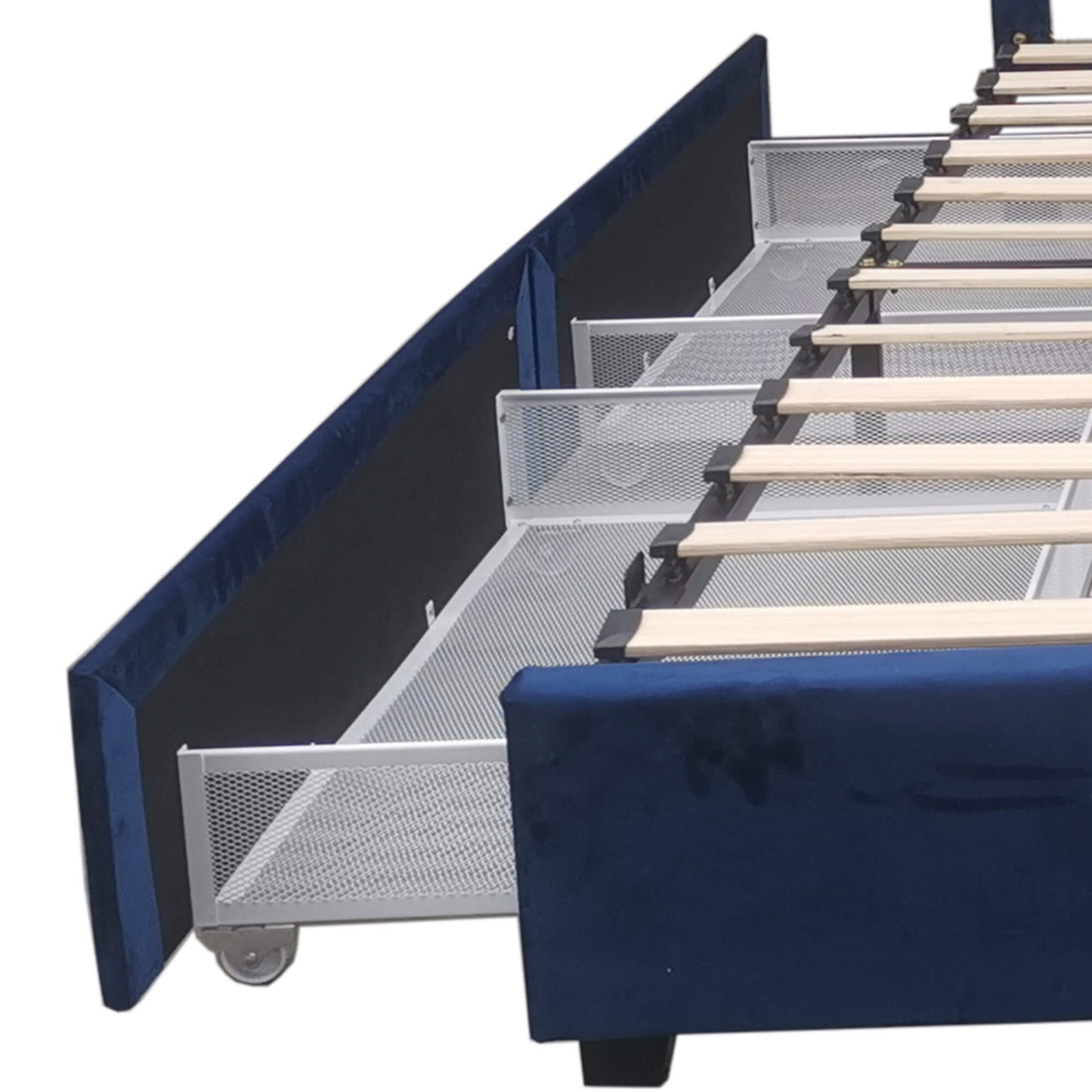 DIANA 78” Blue King Storage Bed | Velvet Upholstered Platform Bed with Drawers