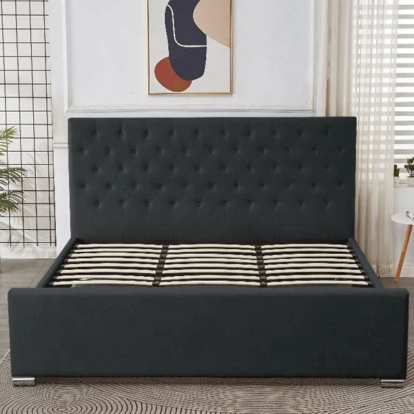 Sudais Homes 78” King Bed Frame Black | Heavy Duty Platform Bed No Box Spring