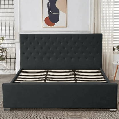 Sudais Homes 78” King Bed Frame Black | Heavy Duty Platform Bed No Box Spring