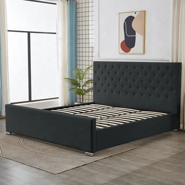 Sudais Homes 78” King Bed Frame Black | Heavy Duty Platform Bed No Box Spring