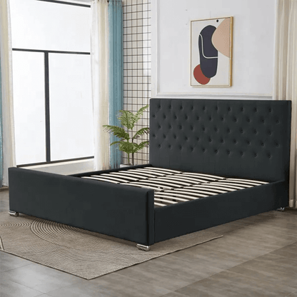 Sudais Homes 78” King Bed Frame Black | Heavy Duty Platform Bed No Box Spring