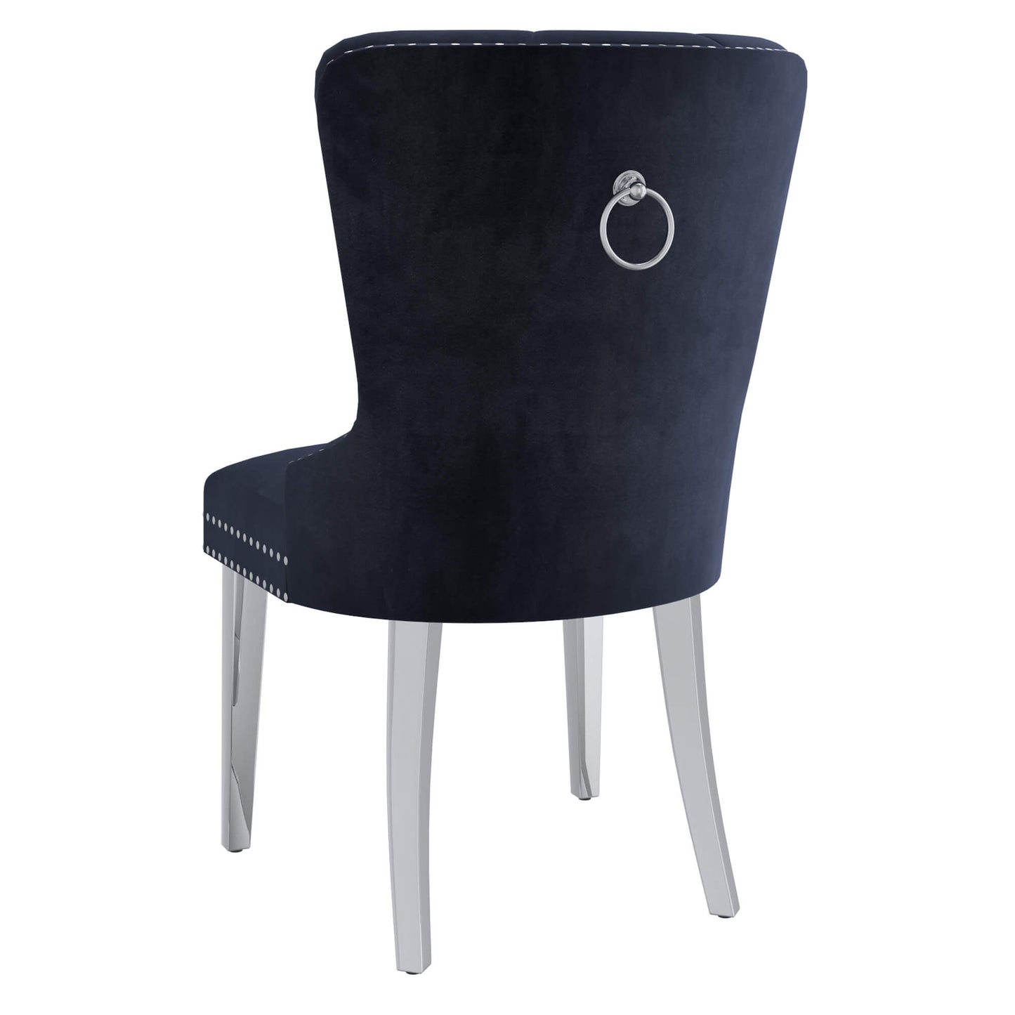 HOLLIS Black Dining Chairs (Set of 2) | Velvet Tufted Chairs with Chrome Legs