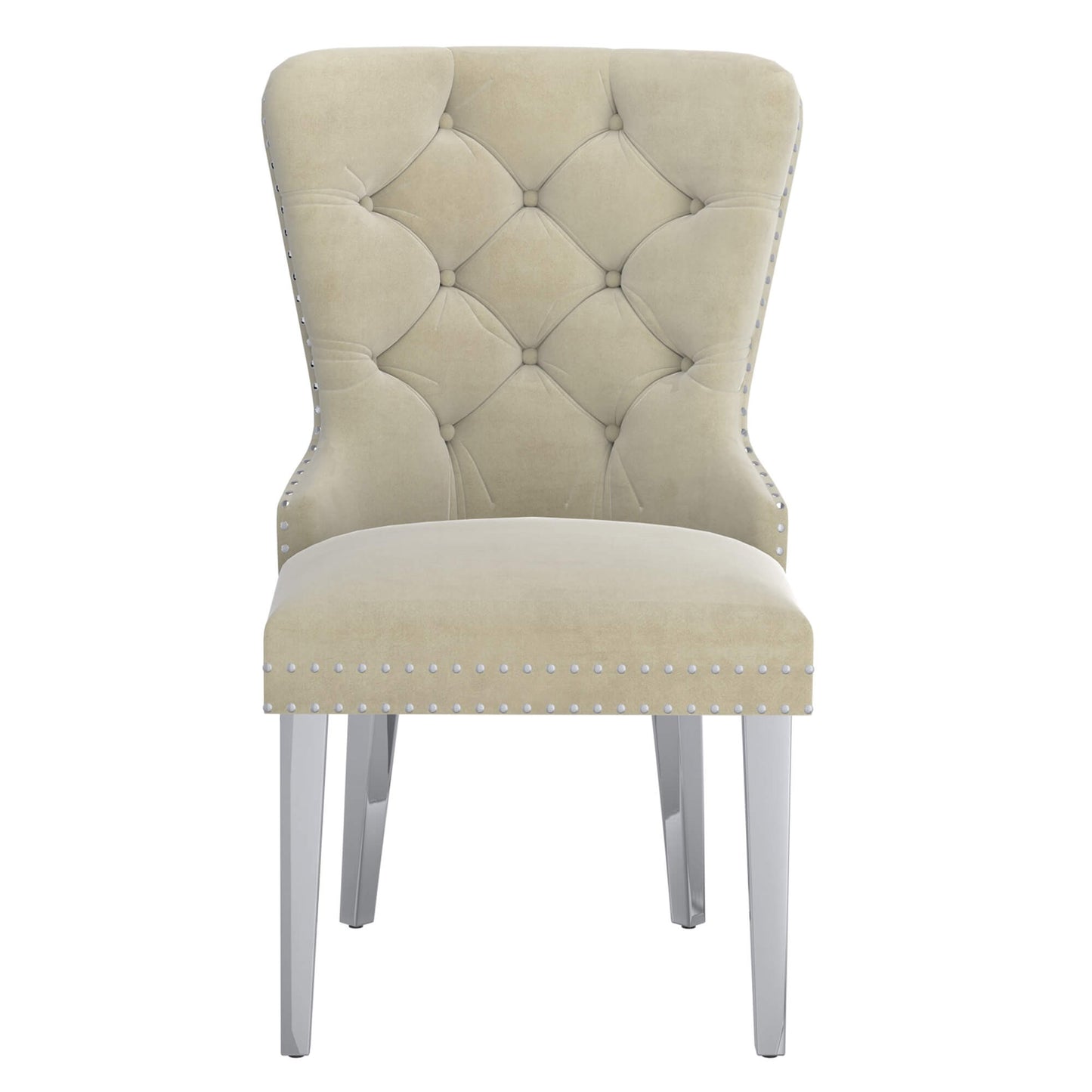 HOLLIS Black Dining Chairs (Set of 2) | Velvet Tufted Chairs with Chrome Legs