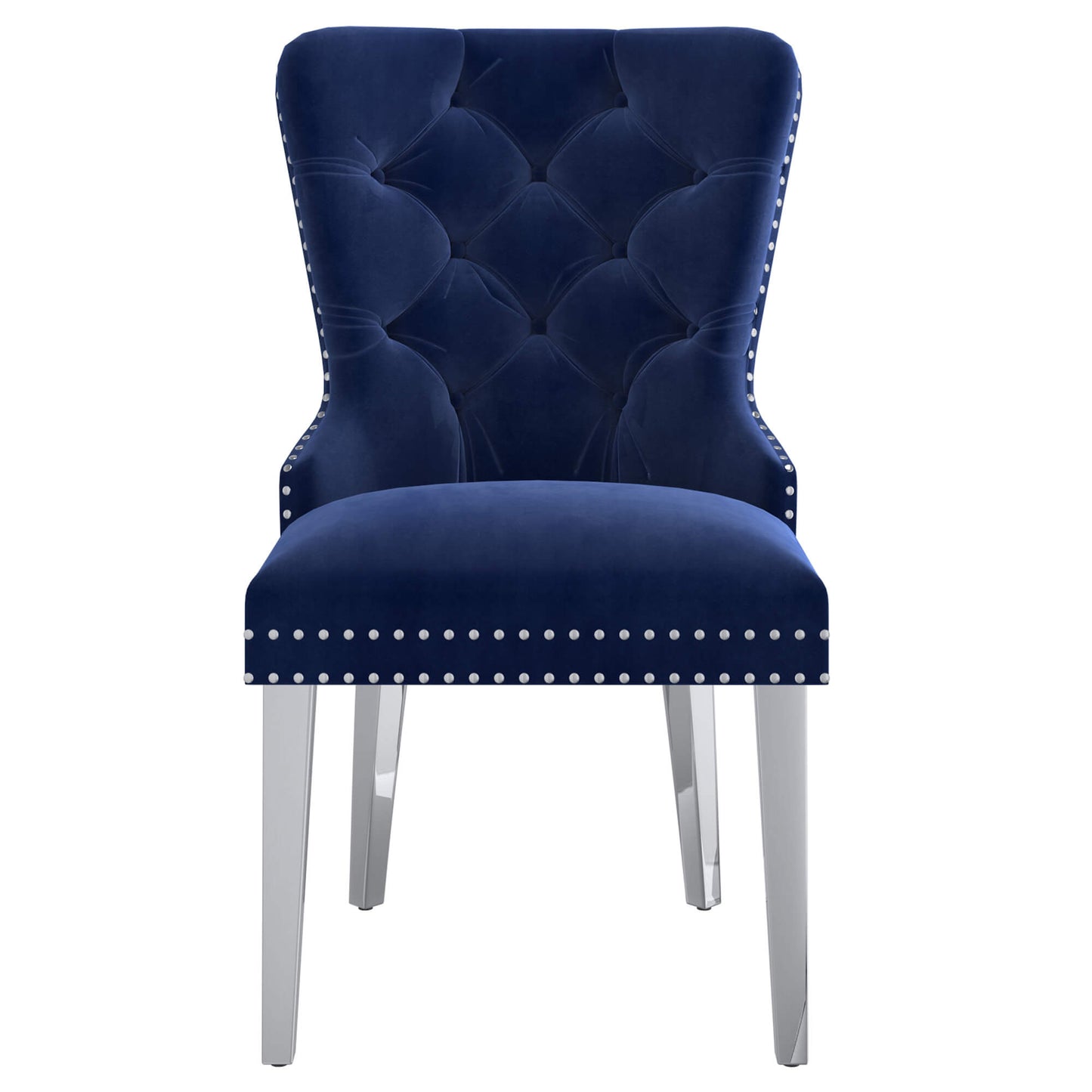 HOLLIS Black Dining Chairs (Set of 2) | Velvet Tufted Chairs with Chrome Legs