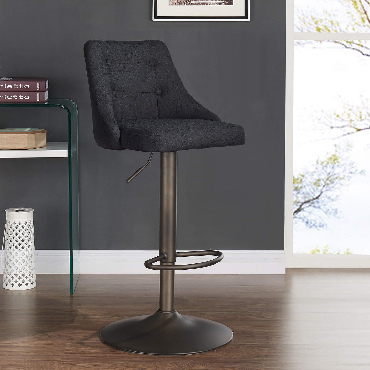 ADYSON Air Lift Bar Stools Beige (Set of 2) | Adjustable Swivel Counter Stools