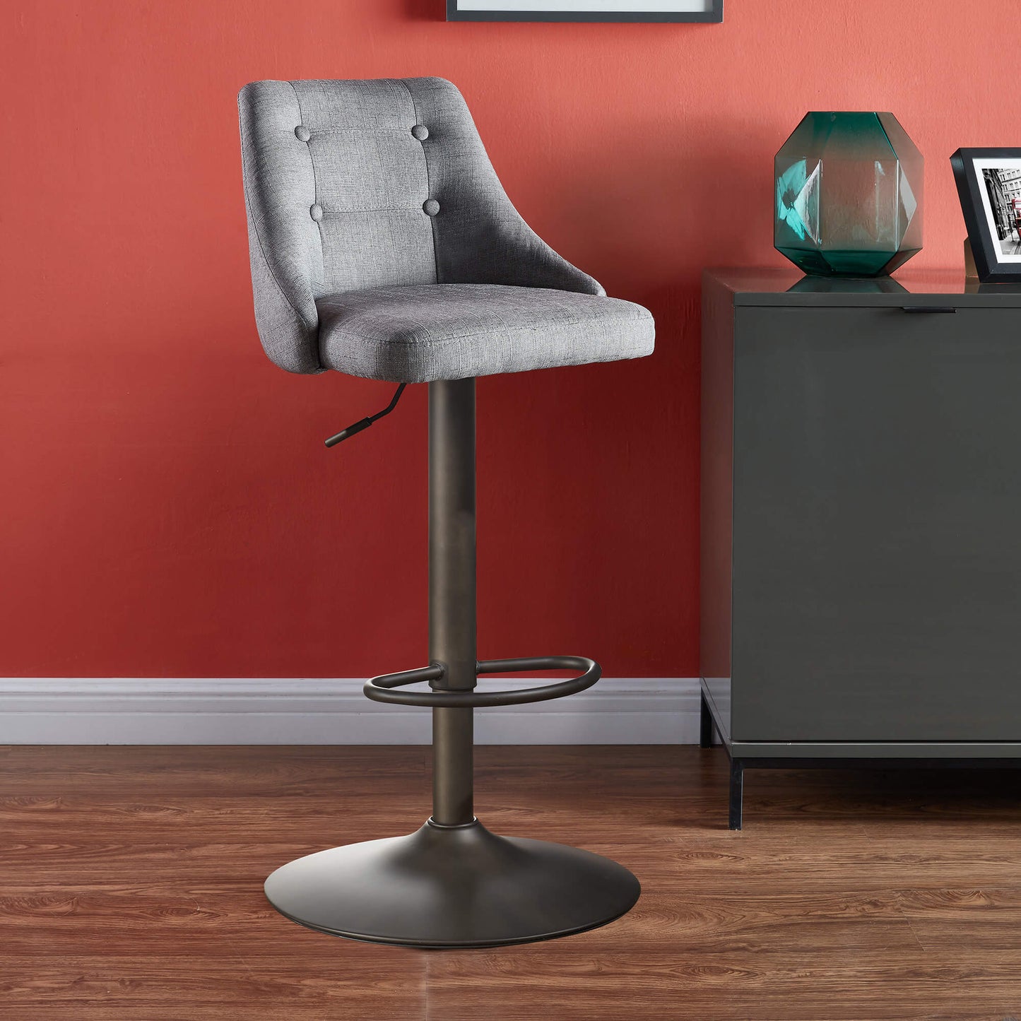 ADYSON Air Lift Bar Stools Beige (Set of 2) | Adjustable Swivel Counter Stools