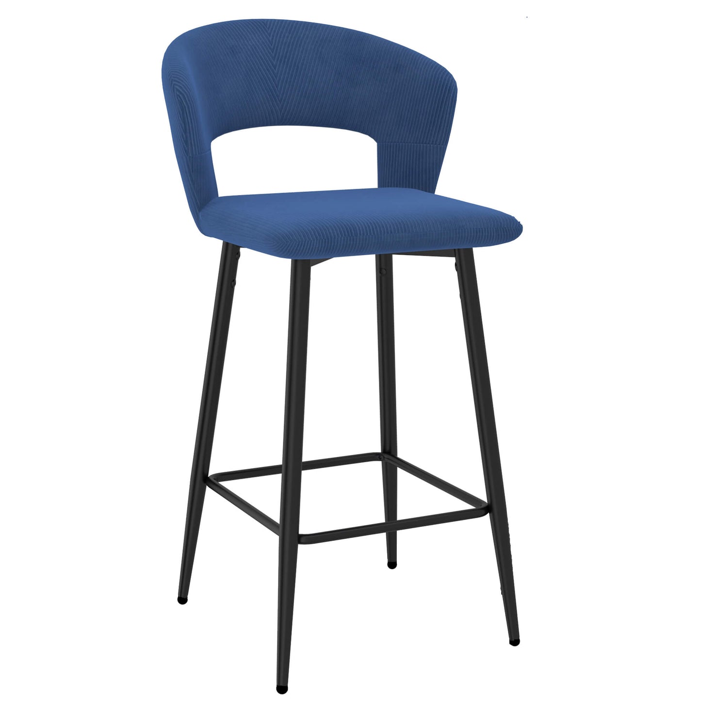 CAMILLE 26” Counter Stools Charcoal (Set of 2) | Velvet Corduroy Modern Bar Chairs