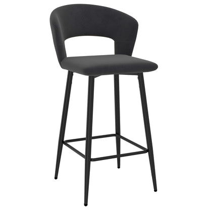 CAMILLE 26” Counter Stools Charcoal (Set of 2) | Velvet Corduroy Modern Bar Chairs