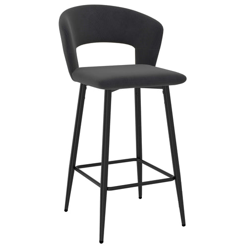 CAMILLE 26” Counter Stools Charcoal (Set of 2) | Velvet Corduroy Modern Bar Chairs