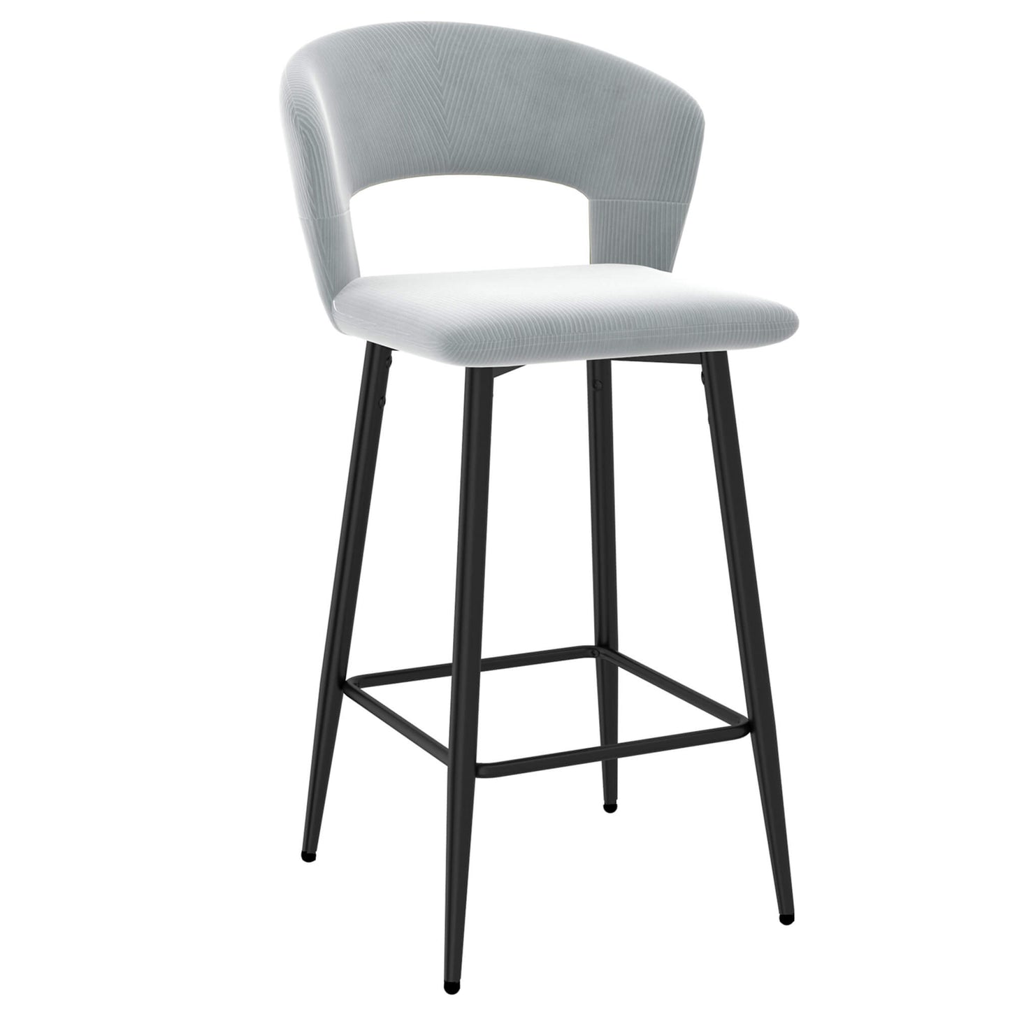 CAMILLE 26” Counter Stools Charcoal (Set of 2) | Velvet Corduroy Modern Bar Chairs