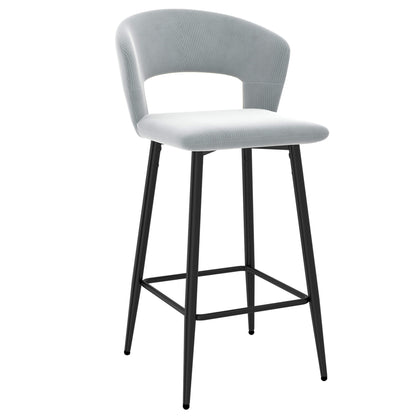 CAMILLE 26” Counter Stools Charcoal (Set of 2) | Velvet Corduroy Modern Bar Chairs