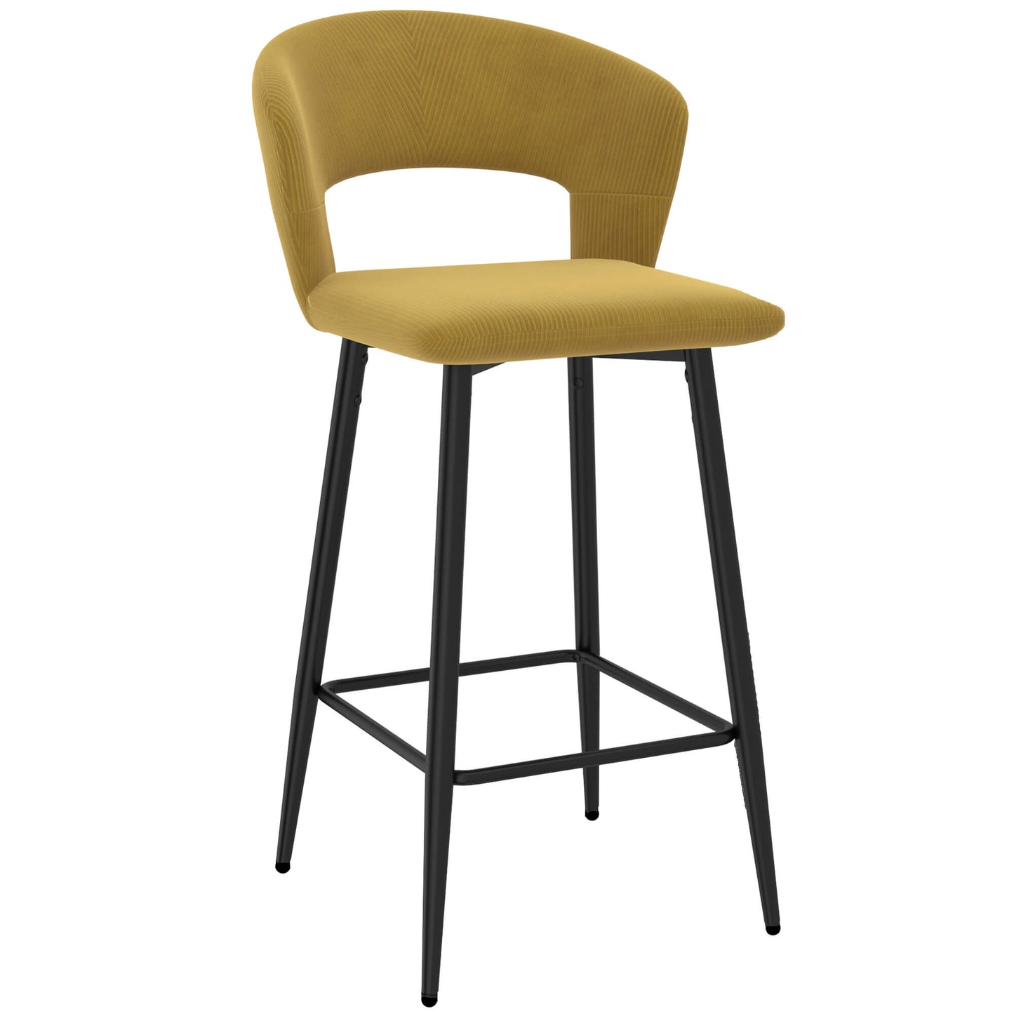 CAMILLE 26” Counter Stools Charcoal (Set of 2) | Velvet Corduroy Modern Bar Chairs