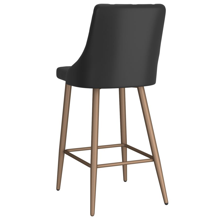 Antoine 26” Counter Stools Black (Set of 2) | Faux Leather Bar Chairs with Gold Accent