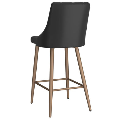 Antoine 26” Counter Stools Black (Set of 2) | Faux Leather Bar Chairs with Gold Accent