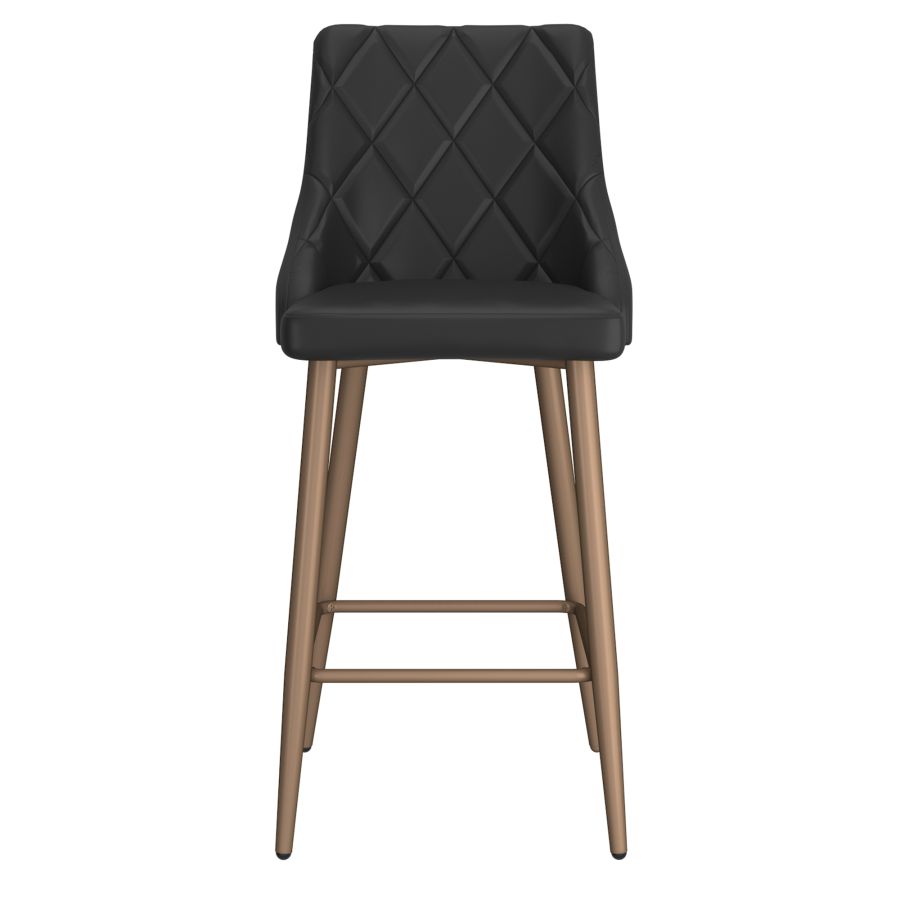 Antoine 26” Counter Stools Black (Set of 2) | Faux Leather Bar Chairs with Gold Accent