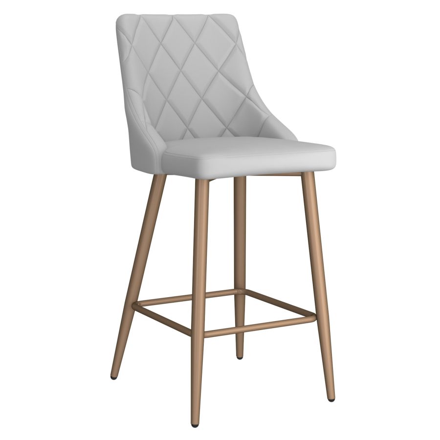 Antoine 26” Counter Stools Black (Set of 2) | Faux Leather Bar Chairs with Gold Accent