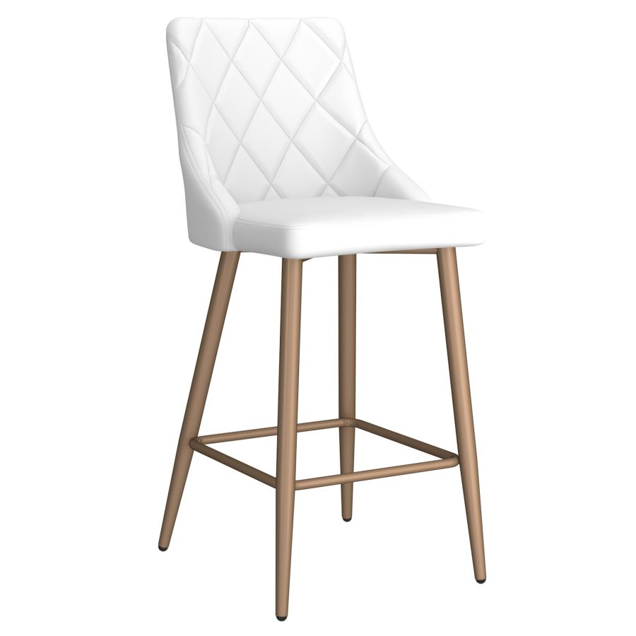 Antoine 26” Counter Stools Black (Set of 2) | Faux Leather Bar Chairs with Gold Accent