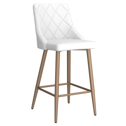 Antoine 26” Counter Stools Black (Set of 2) | Faux Leather Bar Chairs with Gold Accent