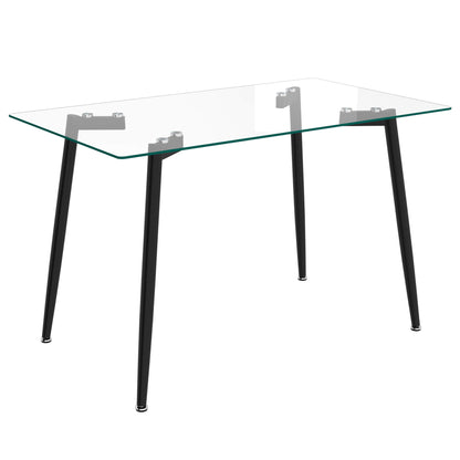 ABBOT 5PC Dining Set | Glass Table with 4 Chairs Modern Black Dining Set