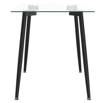 ABBOT 5PC Dining Set | Glass Table with 4 Chairs Modern Black Dining Set