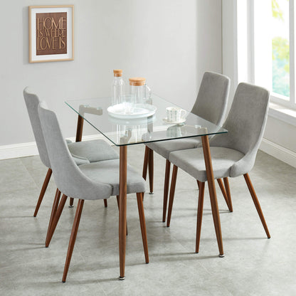 ABBOT 5PC Dining Set | Glass Table with 4 Chairs Modern Black Dining Set