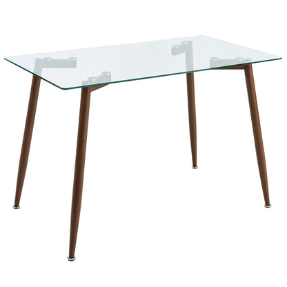 ABBOT LYNA 5PC Dining Set | Glass Table + Beige Velvet Chairs
