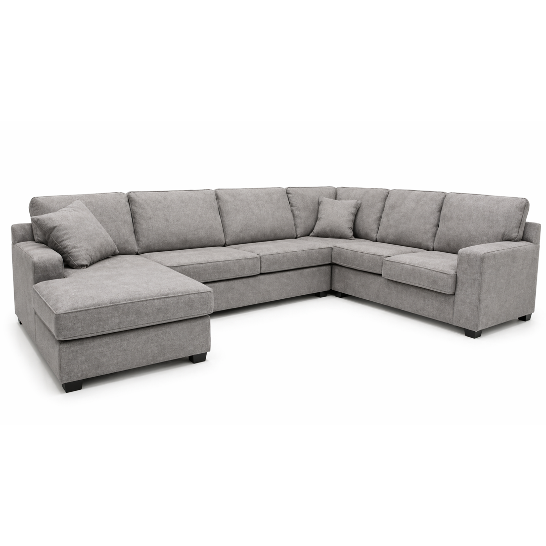 Sudais Homes U-Shaped Sectional Sofa Grey | Large Modern Corner Couch