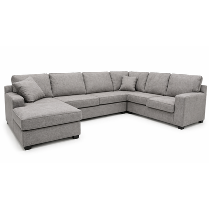Sudais Homes U-Shaped Sectional Sofa Grey | Large Modern Corner Couch