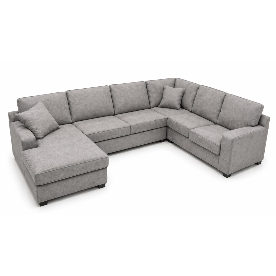 Sudais Homes U-Shaped Sectional Sofa Grey | Large Modern Corner Couch