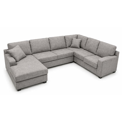 Sudais Homes U-Shaped Sectional Sofa Grey | Large Modern Corner Couch